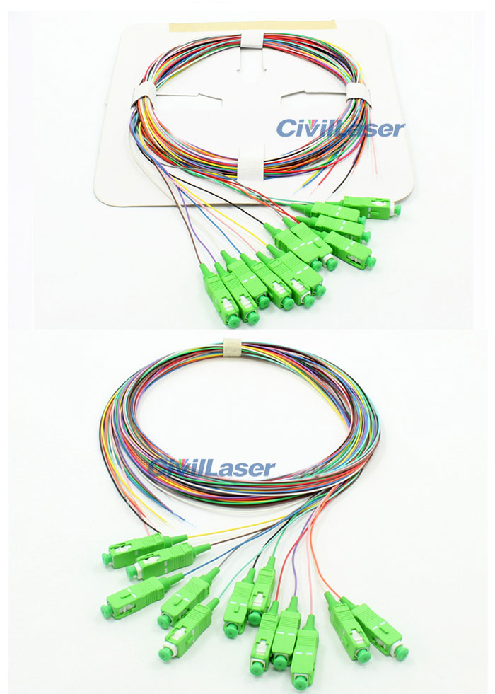 SC APC 12 Color Pigtail Fiber Patch Cord 0.9mm